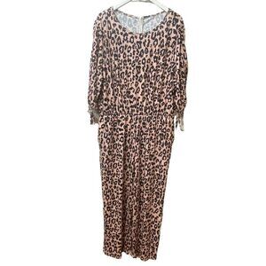 Leopard Jumpsuit Plus Size 2X Black Pink Leopard Stretch Jersey NWOT